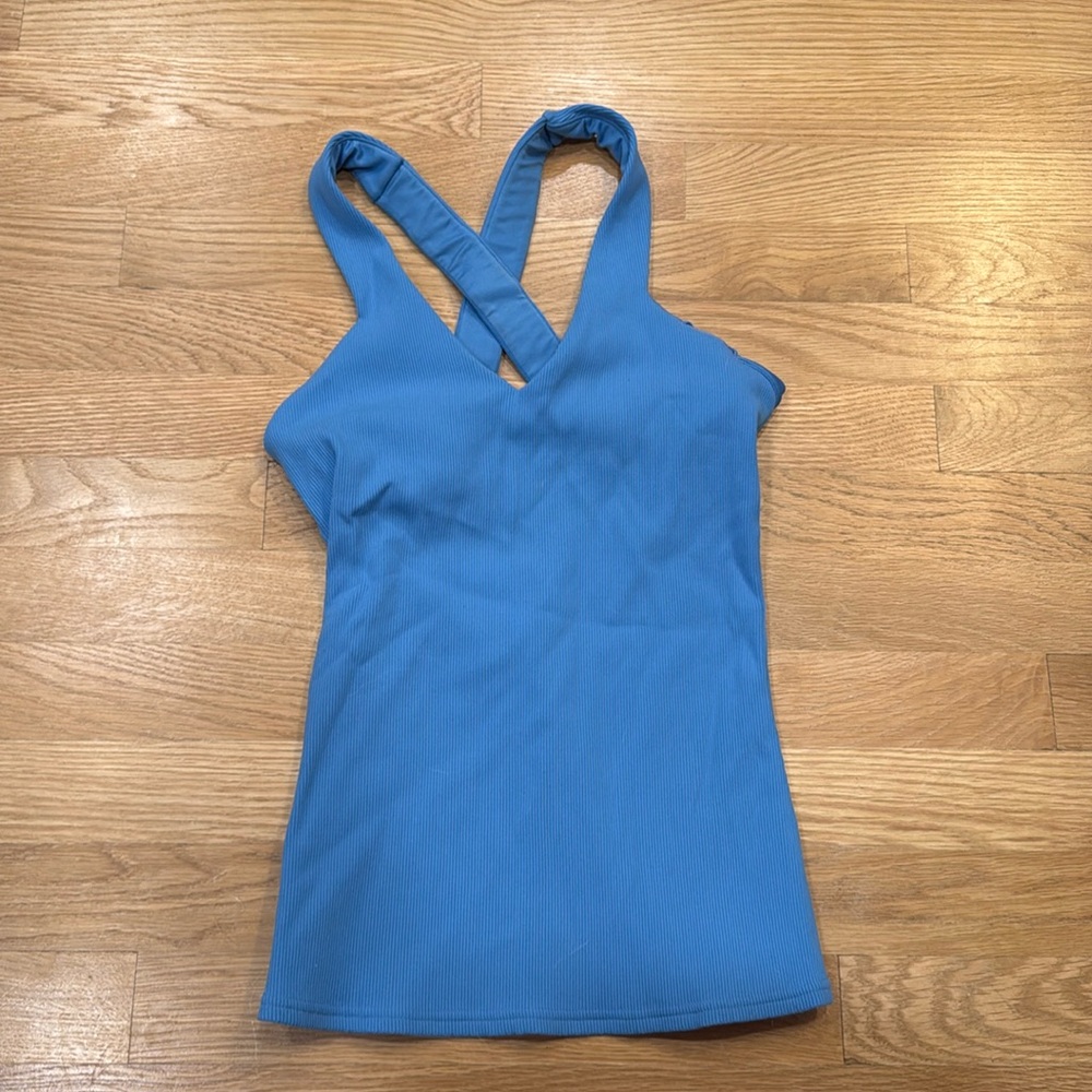 ALO Yoga Ribbed Cross Back Tank Top